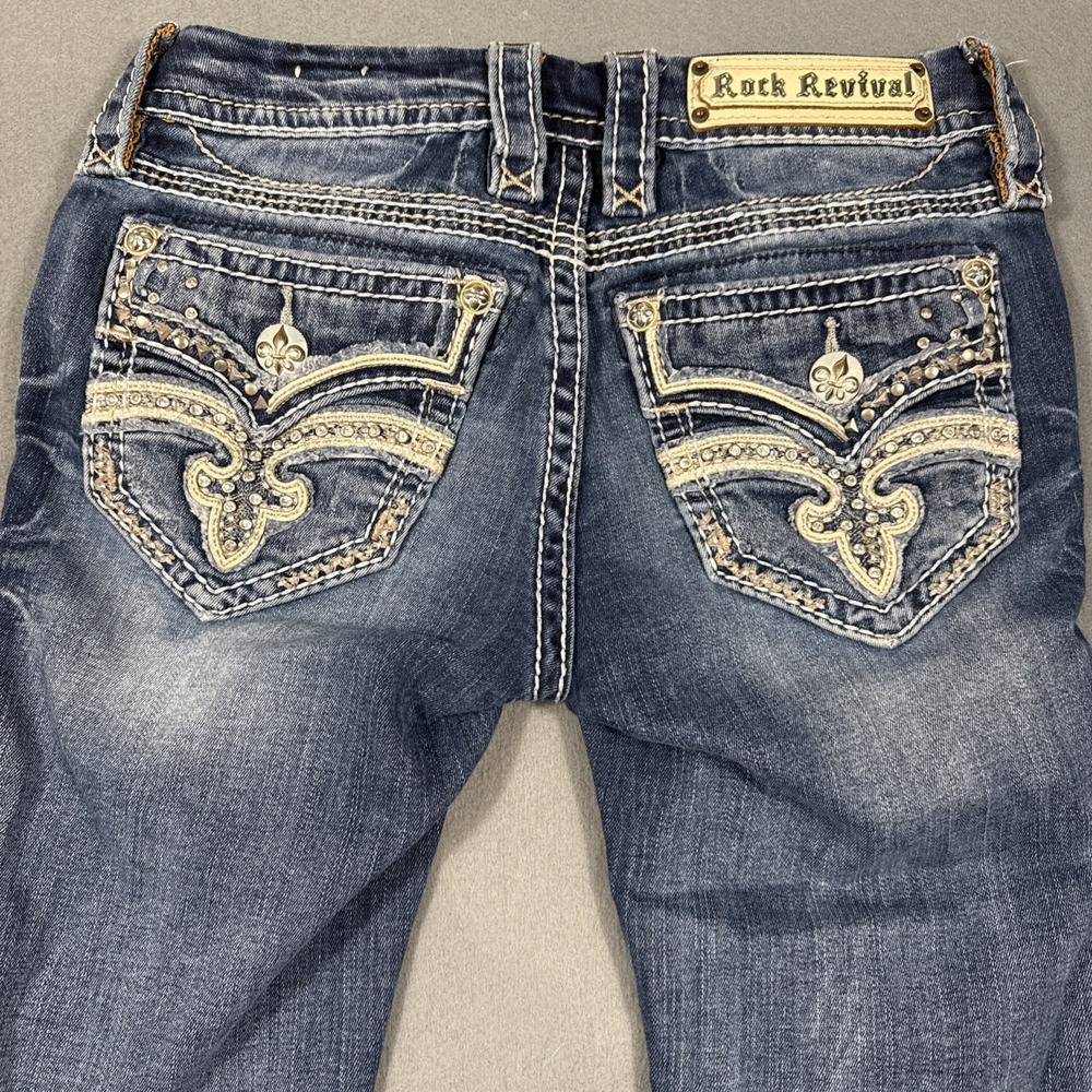 Rock Revival RAVEN SKINNY Women's 25 Rhinestone THICK STITCH WHISKERING